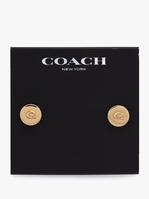 C Logo Gold Round Stud Earrings