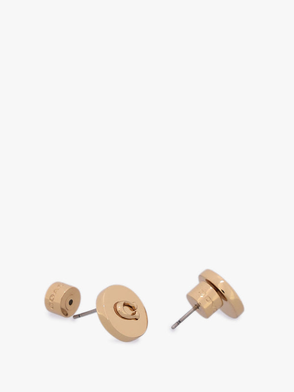 C Logo Gold Round Stud Earrings