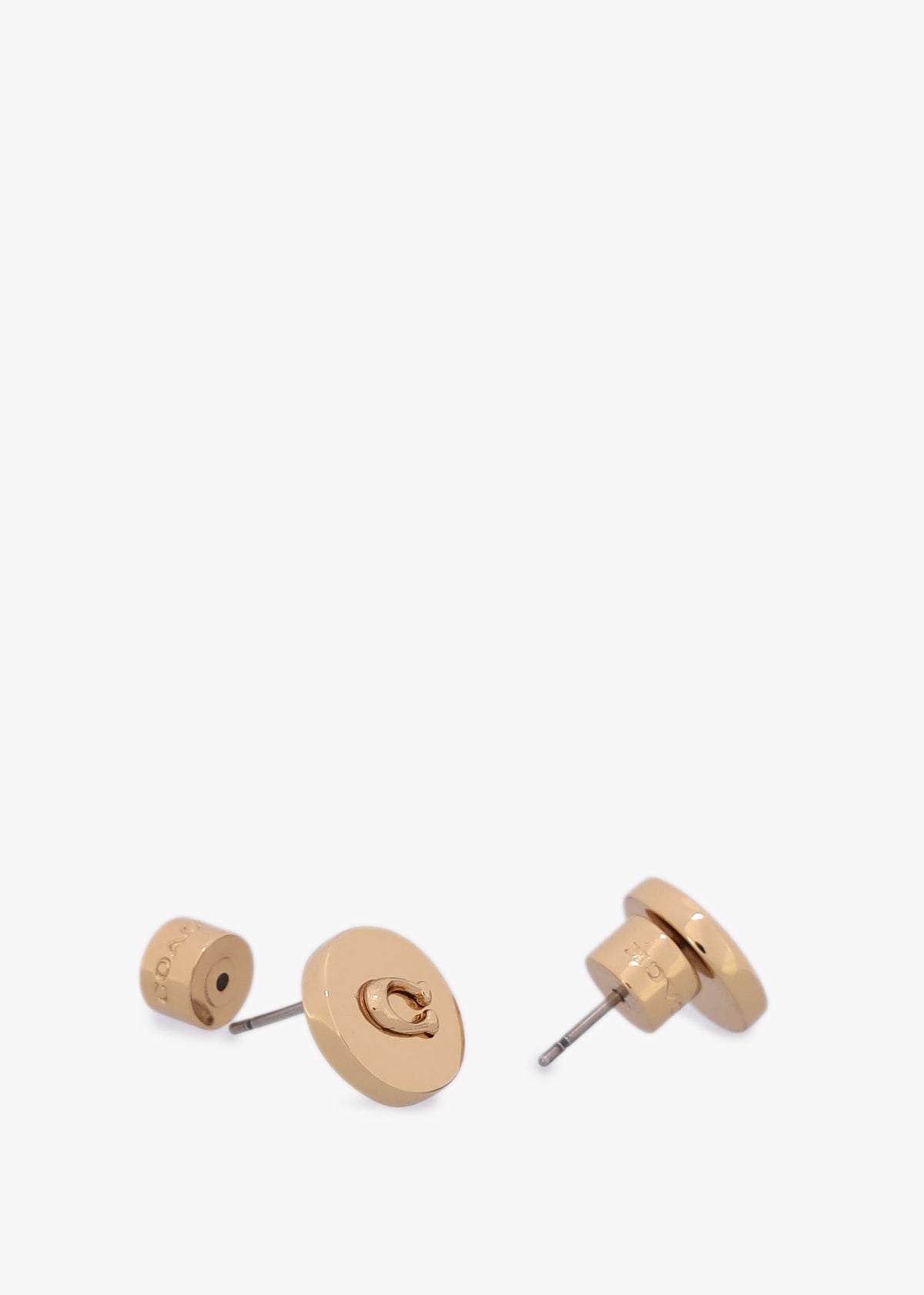 C Logo Gold Round Stud Earrings