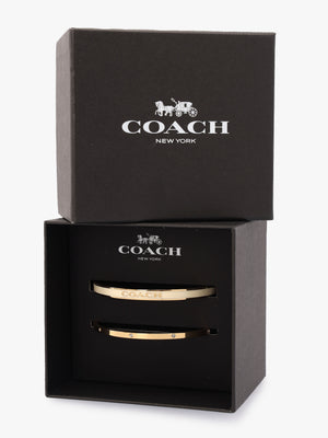 Cream & Gold Enamel Crystal Duo Bangle Set