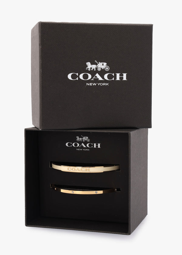 Cream & Gold Enamel Crystal Duo Bangle Set