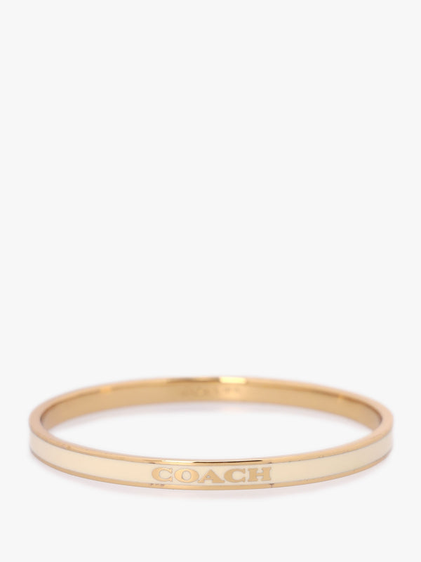 Cream & Gold Enamel Crystal Duo Bangle Set