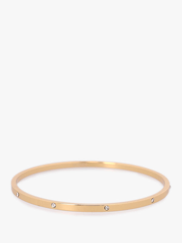 Cream & Gold Enamel Crystal Duo Bangle Set