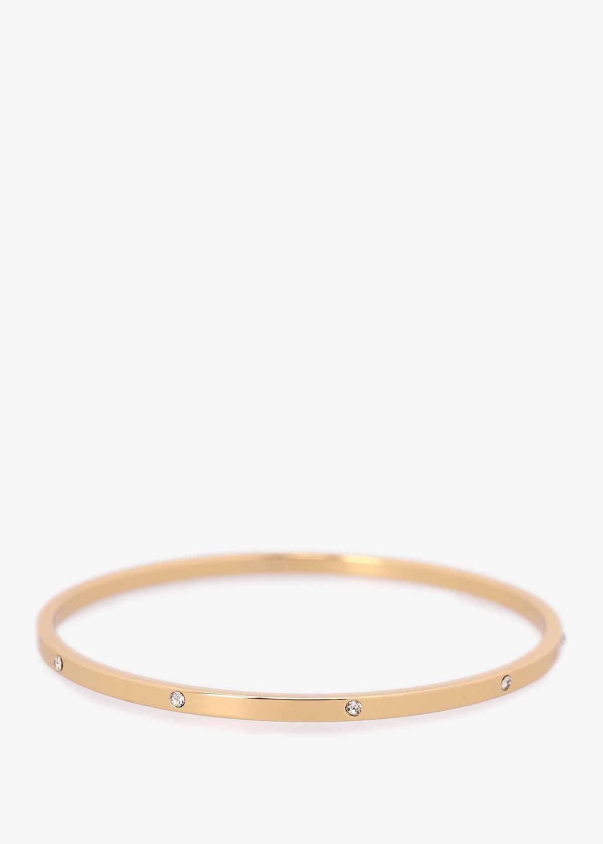 Cream & Gold Enamel Crystal Duo Bangle Set