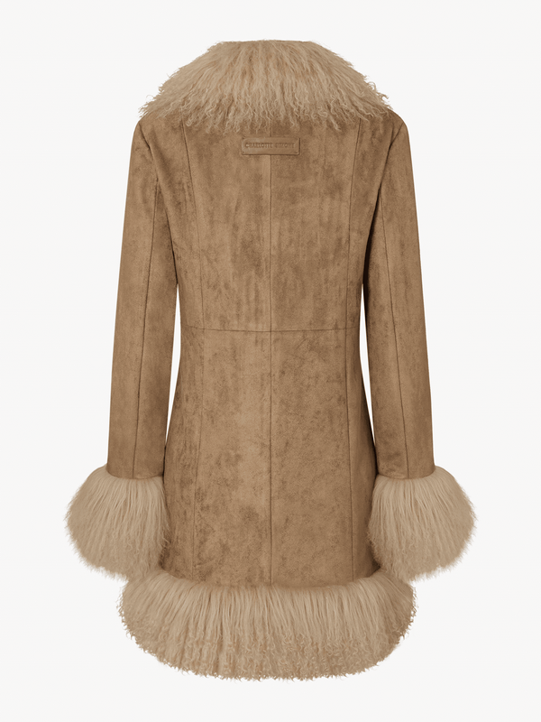 Lulu 70's Beige Mongolian Trim Afghan Coat