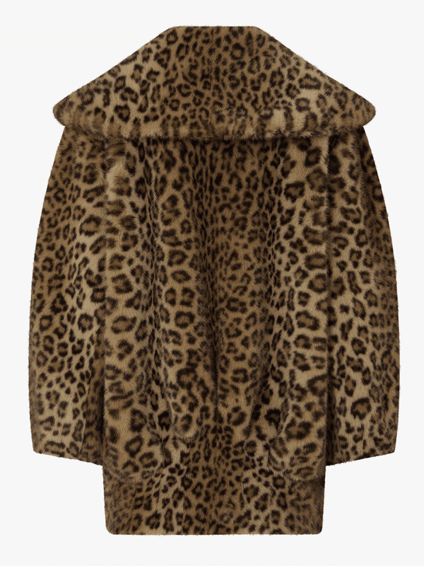 Honey Leopard Faux Fur Oversized Collar Jacket