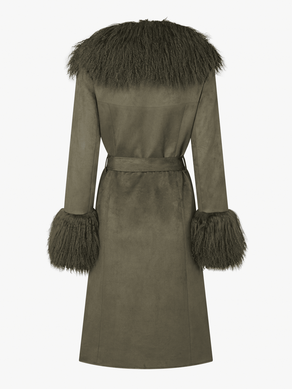 Penny III 70's Green Mongolian Trim Longline Coat