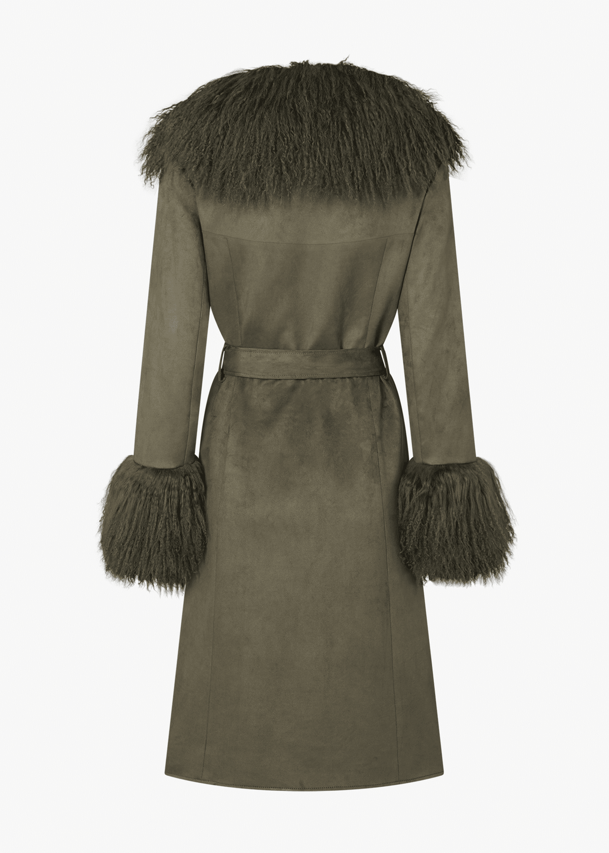 Penny III 70's Green Mongolian Trim Longline Coat