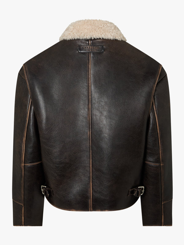 Dylan Brown Faux Fur Collar Aviator Jacket
