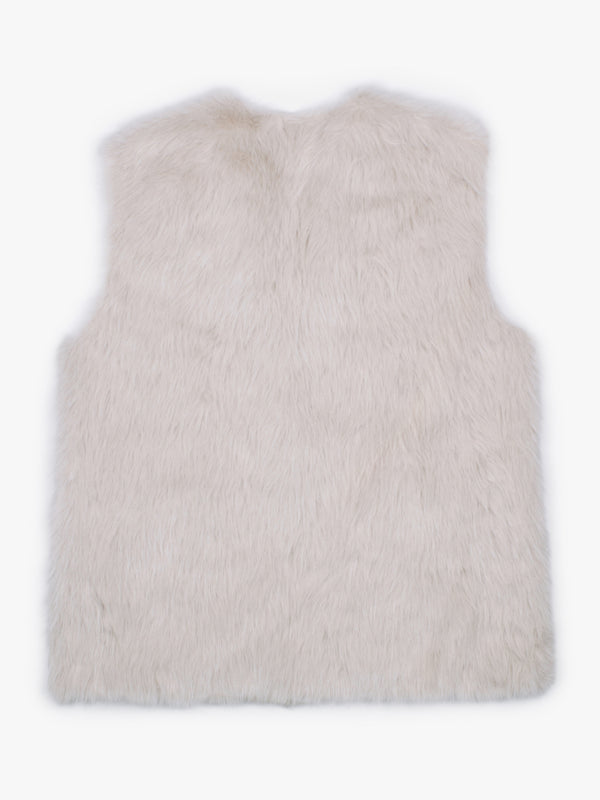 Furry Beige Faux Fur Gilet