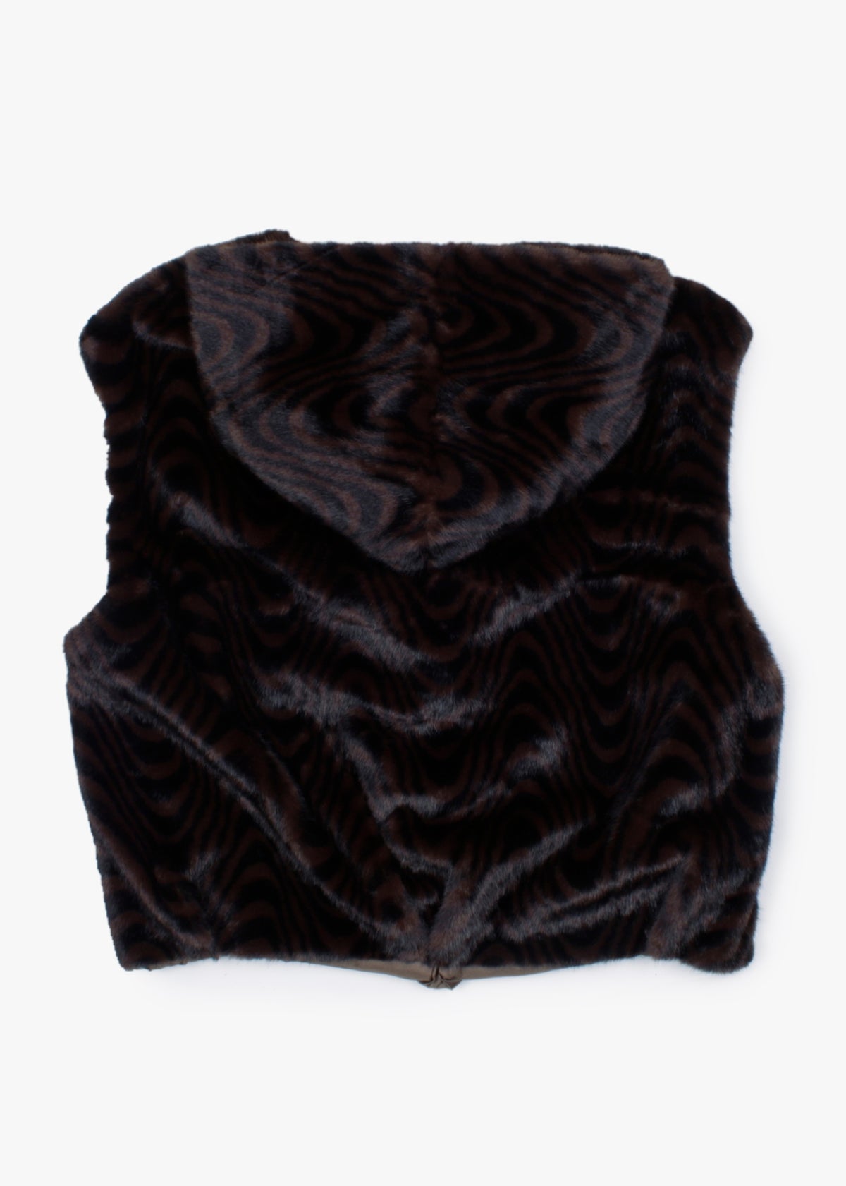 Black & Brown Swirl Faux Fur Hooded Gilet