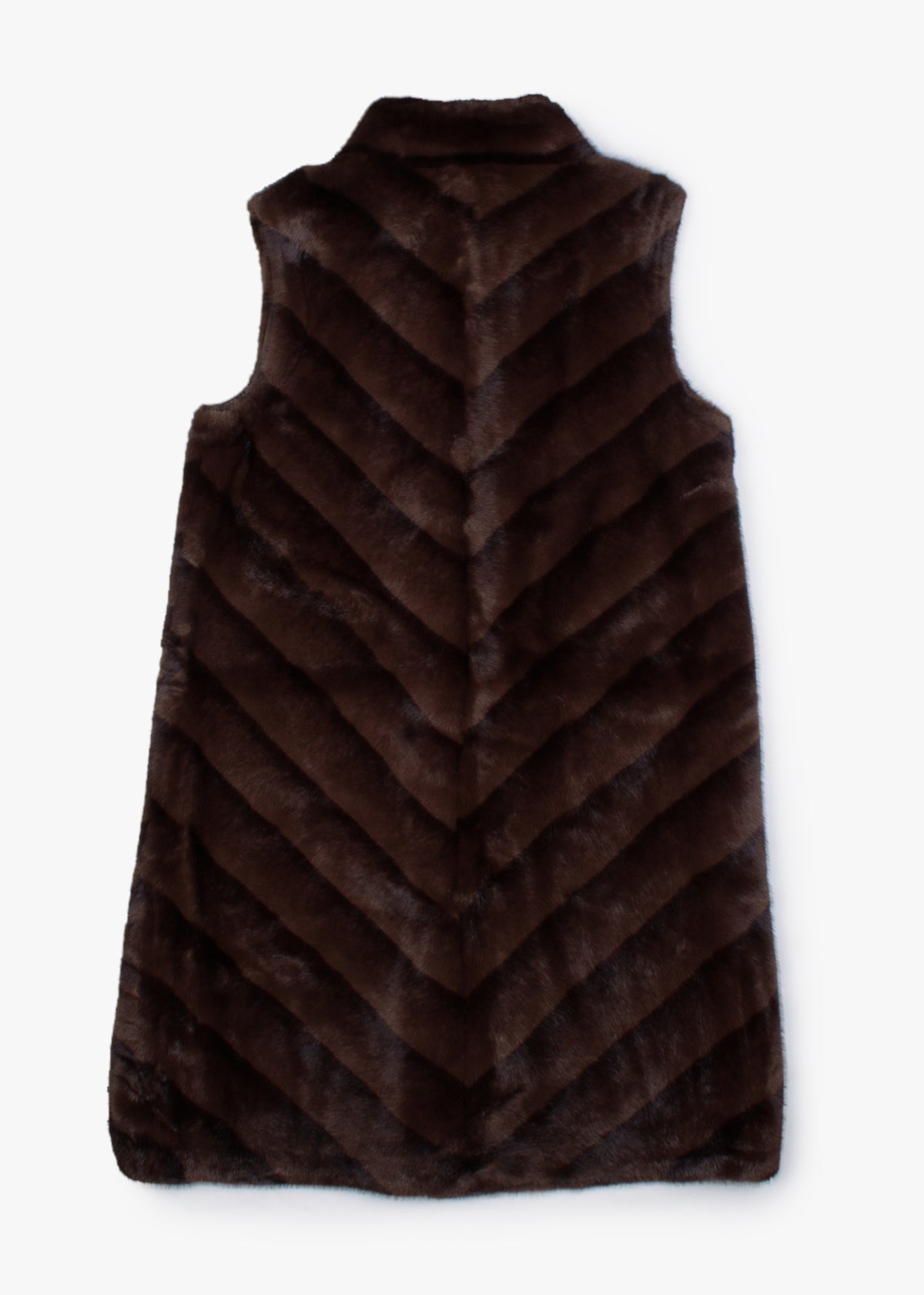 Brown Shaded Stripe Faux Fur Longline Gilet