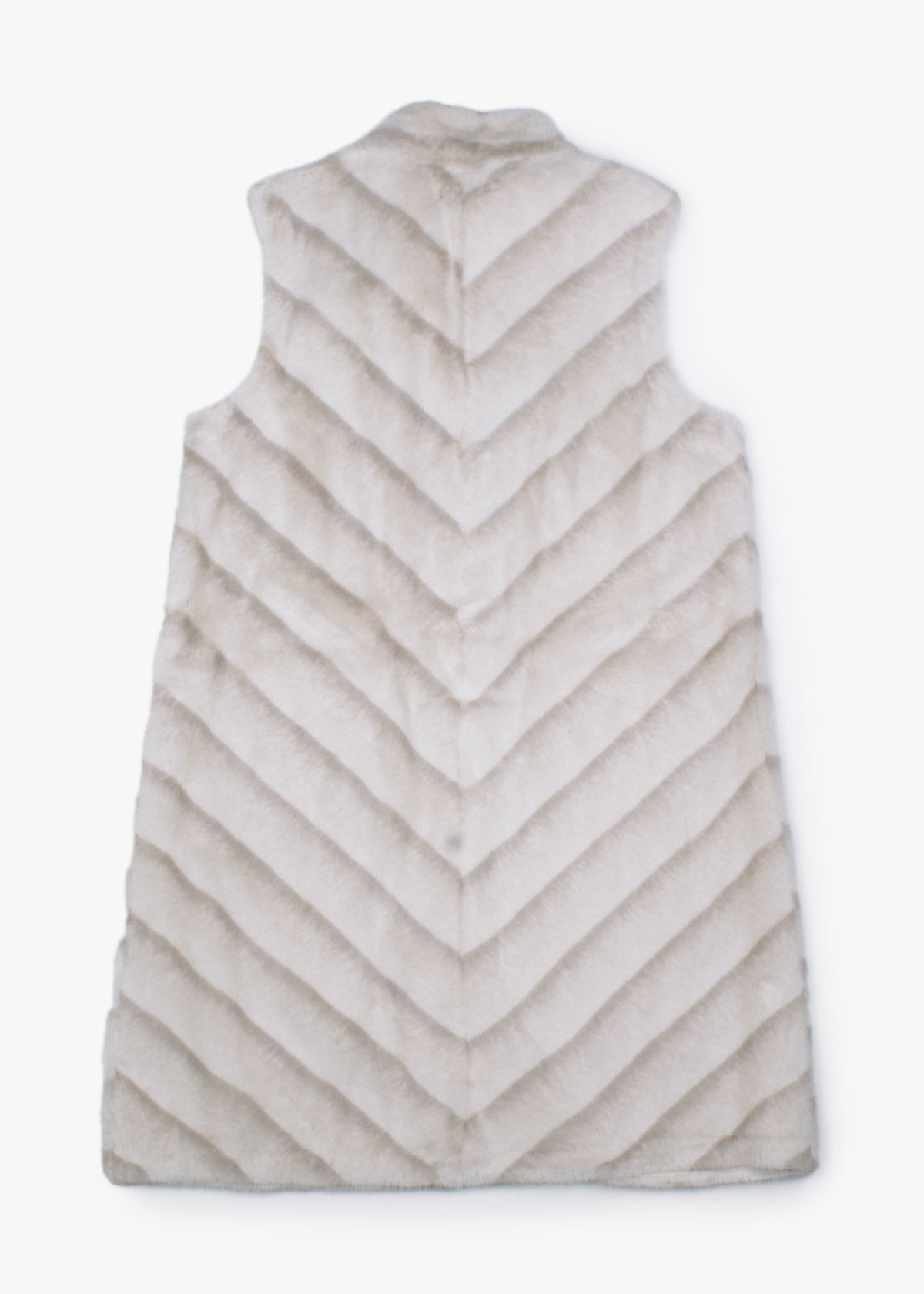 Beige Shaded Stripe Faux Fur Longline Gilet