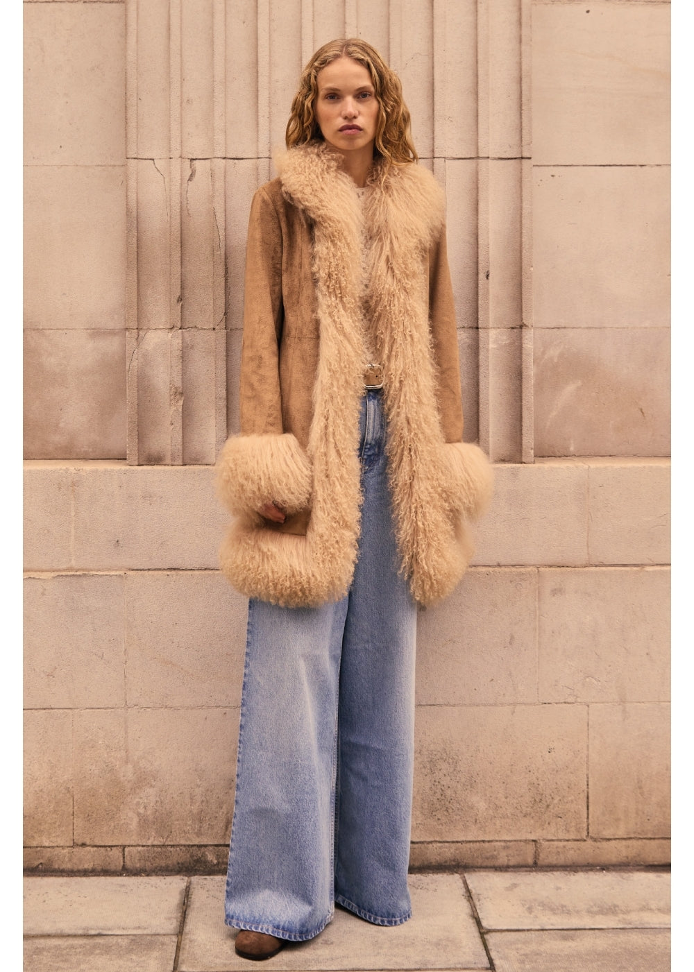 Lulu 70's Beige Mongolian Trim Afghan Coat