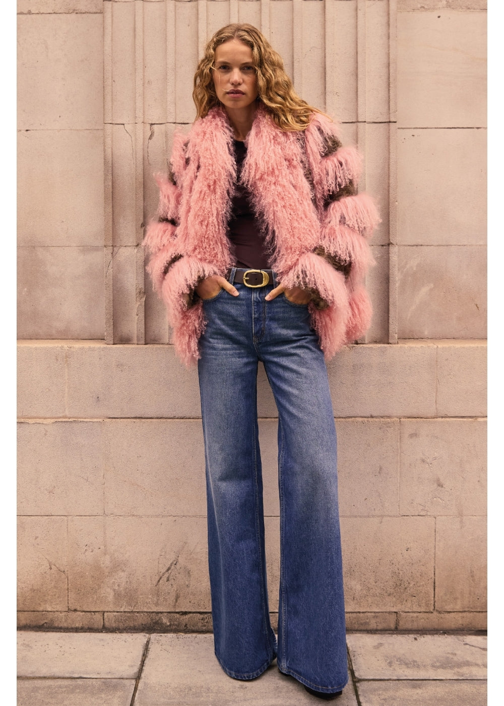 Floyd Multicoloured Faux Fur Mongolian Trim Jacket