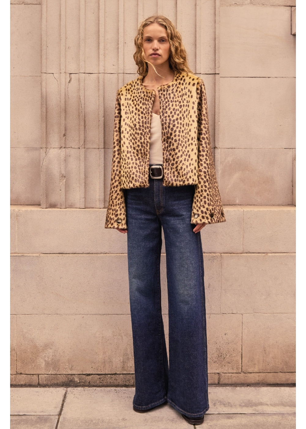 Shirley Leopard Faux Fur Wide Sleeve Jacket