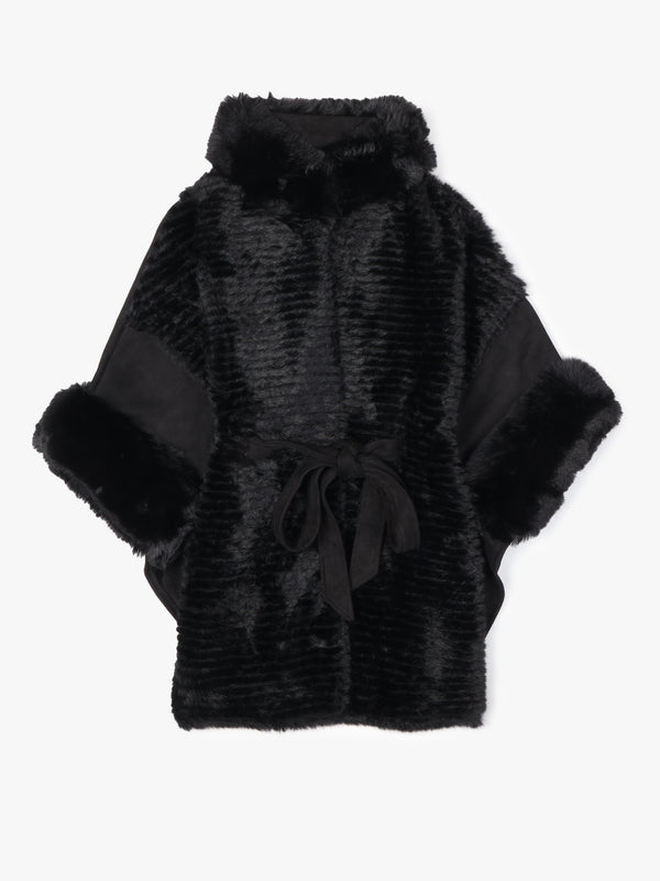 Black Faux Fur Cape