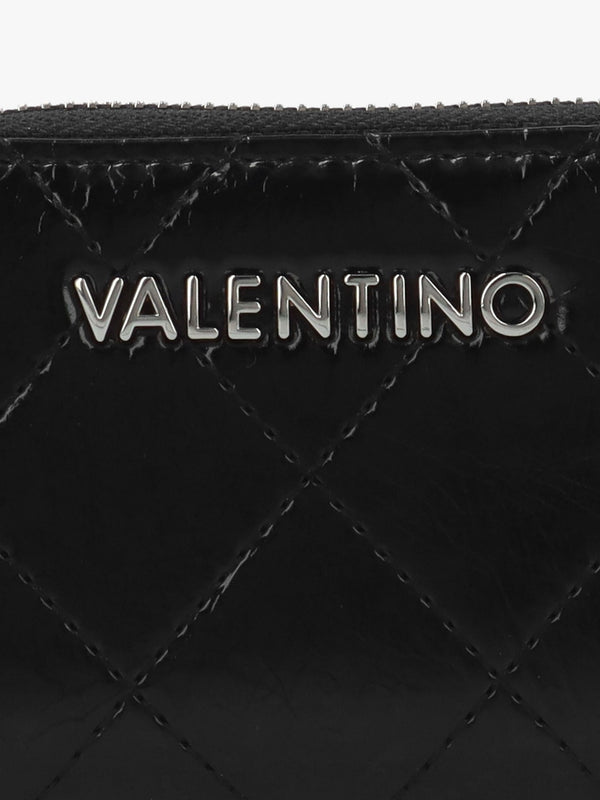 Wakanda Diamond Quilt Patent Nero Zip Around Purse