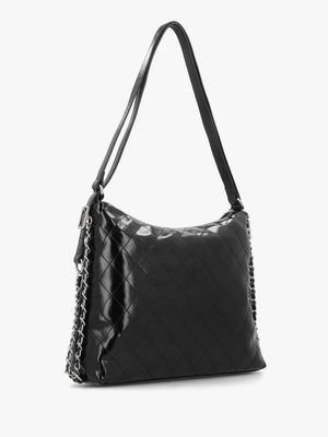 Wakanda Diamond Quilt Gloss Nero Hobo Backpack