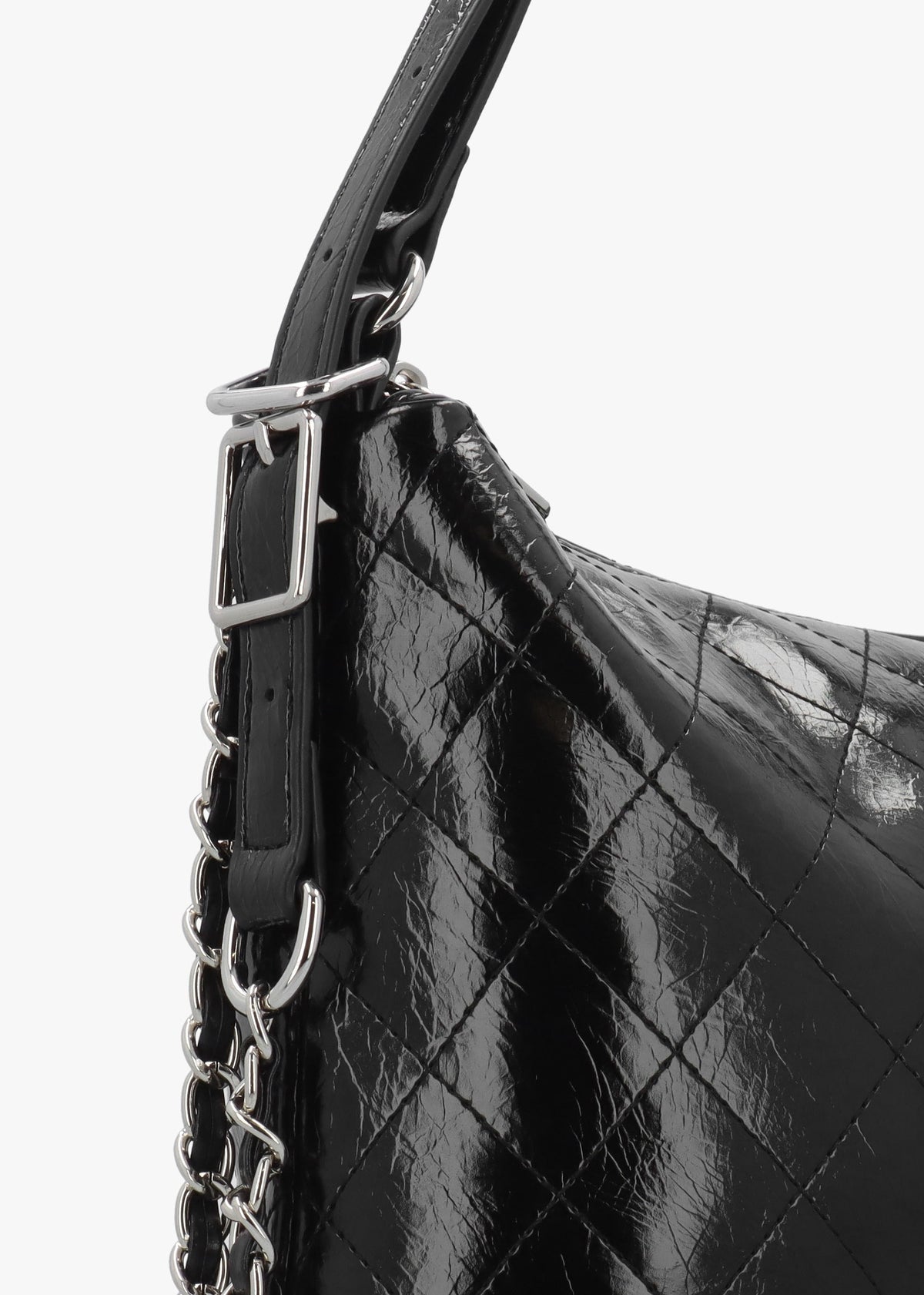 Wakanda Diamond Quilt Gloss Nero Hobo Backpack