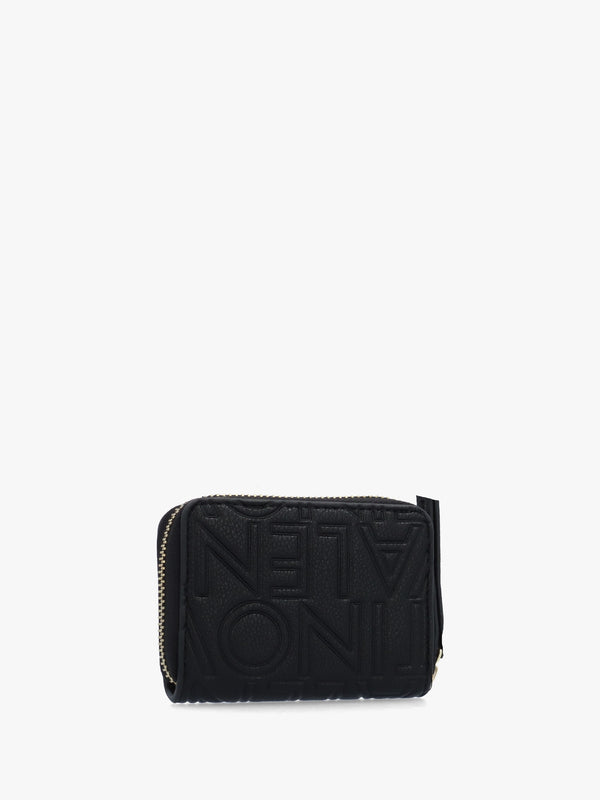 Pansy Debossed Logo Nero Zip Around Purse