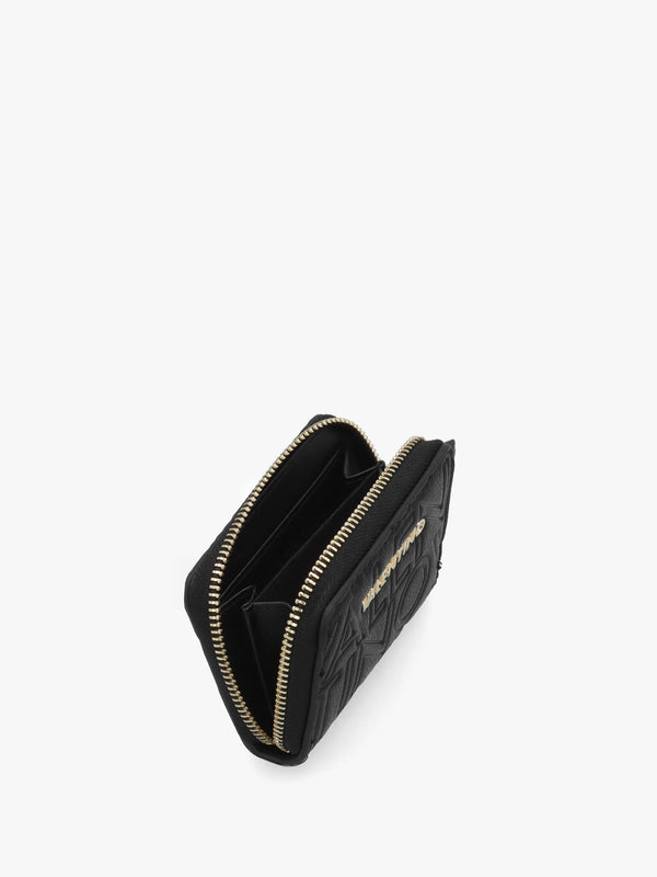 Pansy Debossed Logo Nero Zip Around Purse