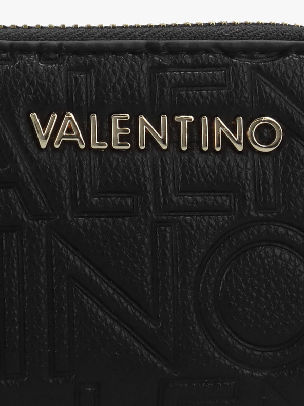 Pansy Debossed Logo Nero Zip Around Purse