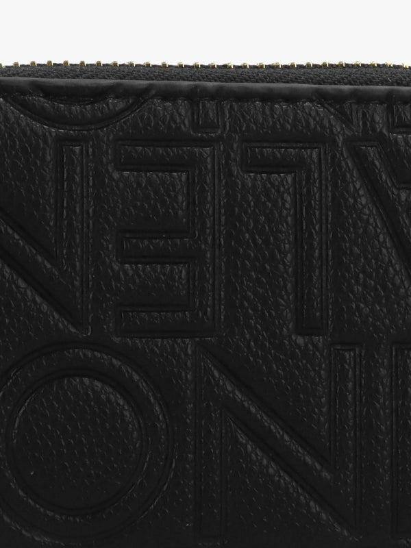 Pansy Debossed Logo Nero Zip Around Purse