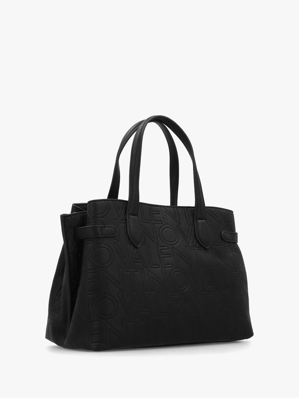 Pansy II Nero Debossed Logo Shopper Bag