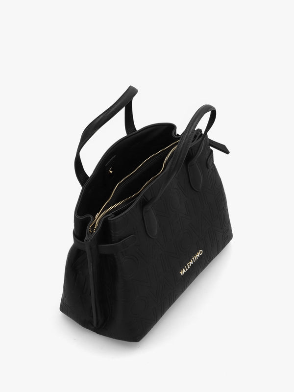 Pansy II Nero Debossed Logo Shopper Bag