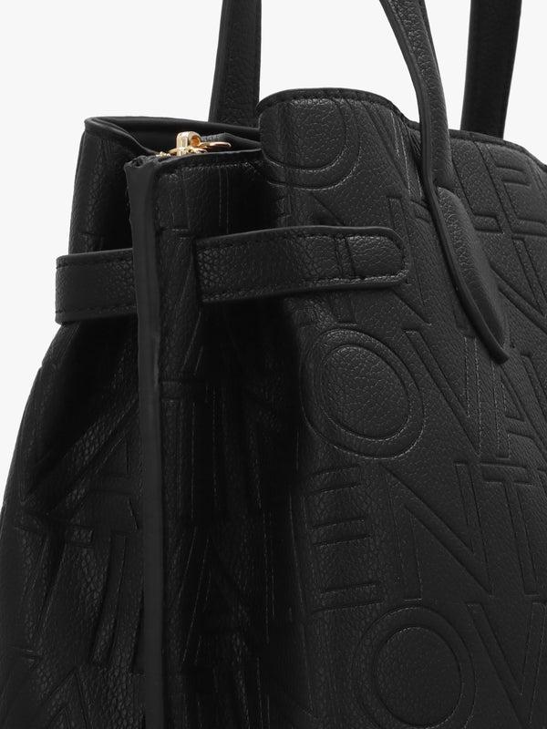 Pansy II Nero Debossed Logo Shopper Bag