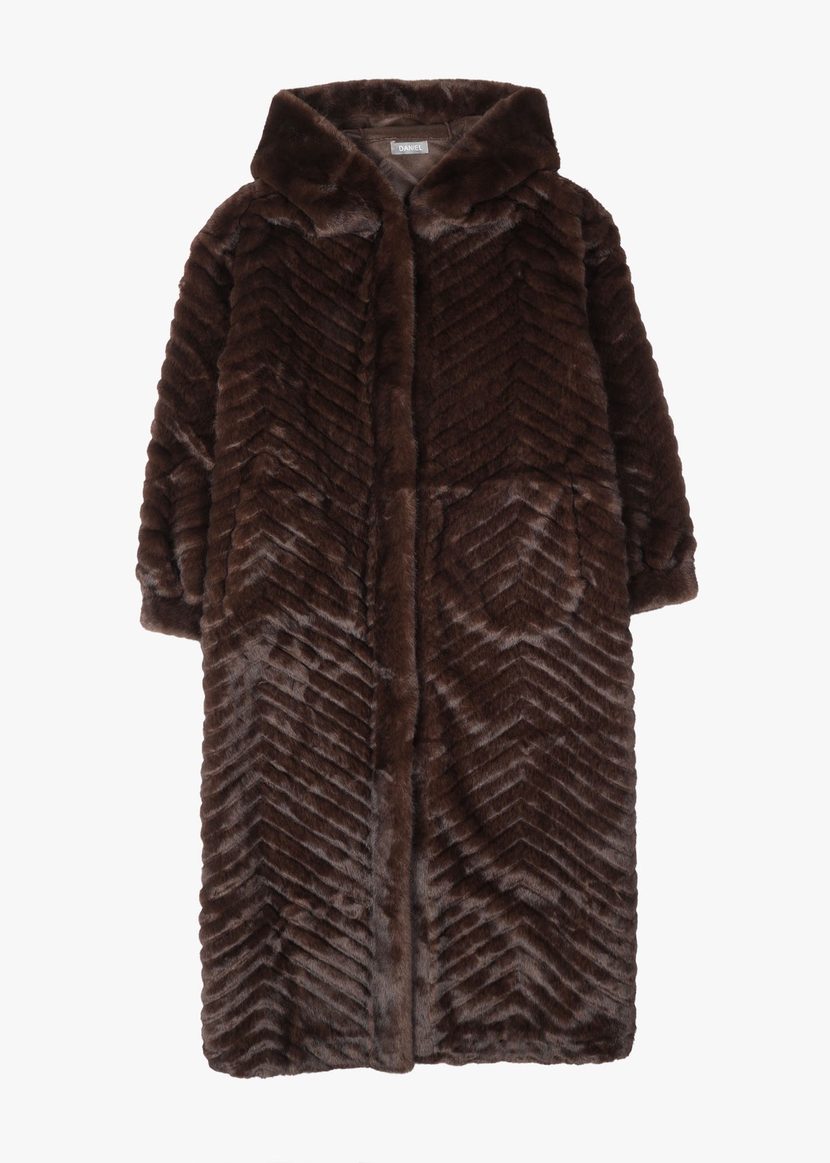 Brown Faux Fur Longline Hooded Coat