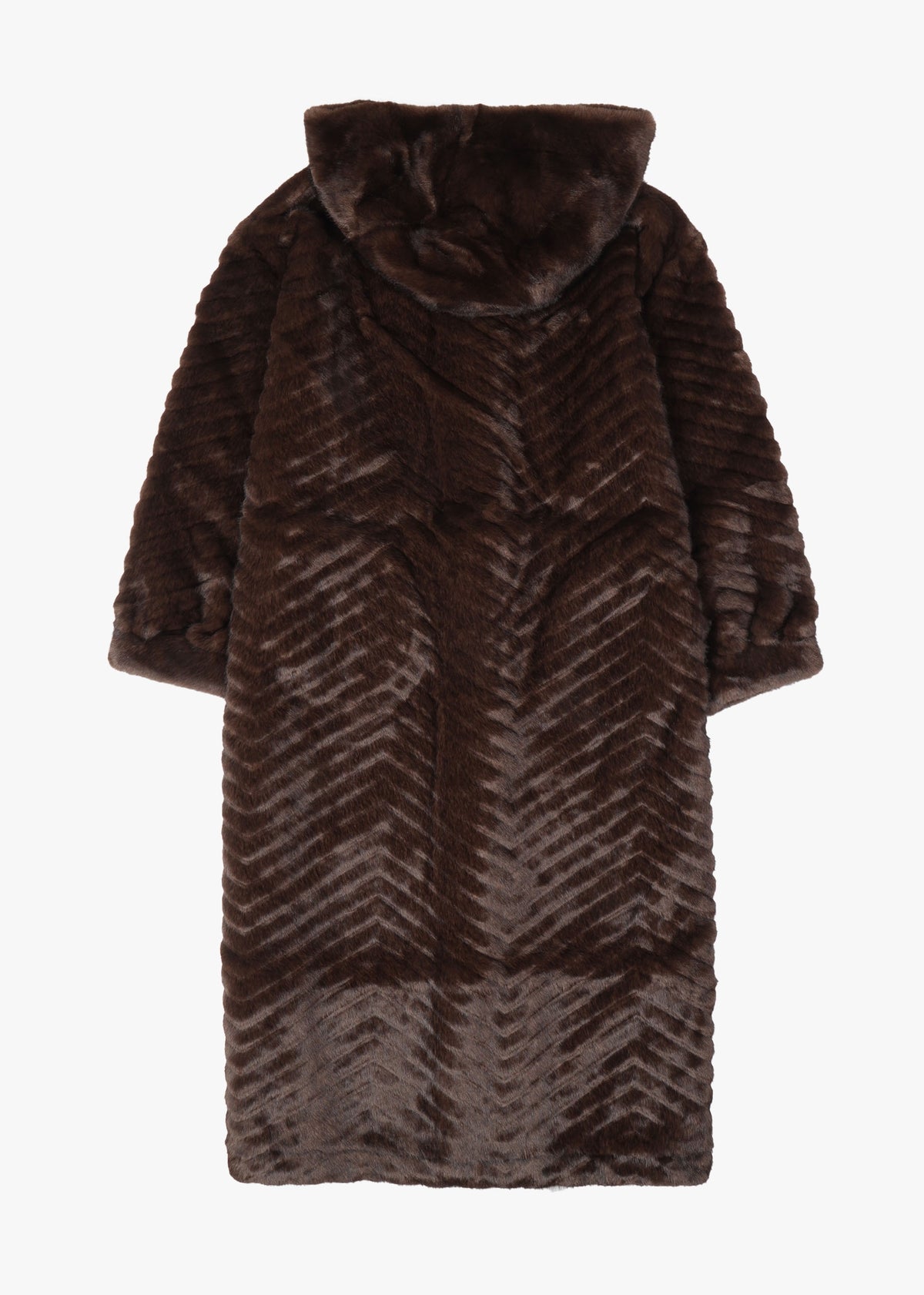 Brown Faux Fur Longline Hooded Coat