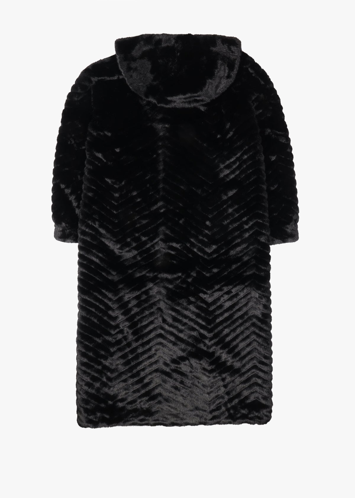 Black Faux Fur Longline Hooded Coat