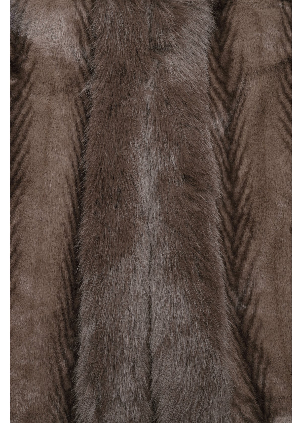 Brown Feather Stripe Faux Fur Collar Coat