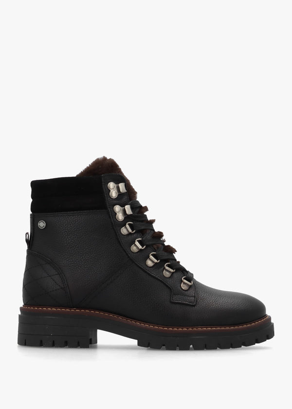Bamburgh Black Leather Hiker Boots
