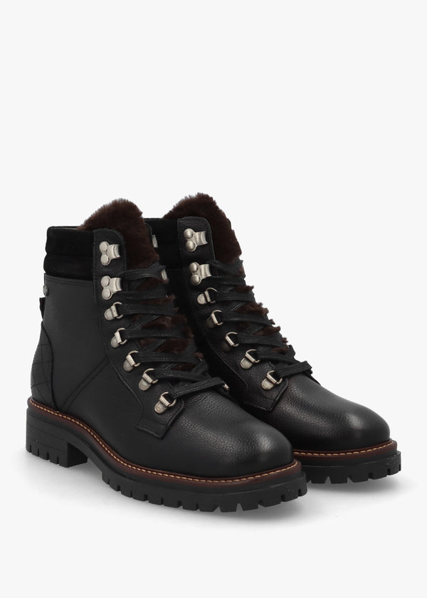 Bamburgh Black Leather Hiker Boots