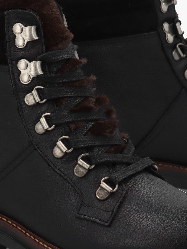 Bamburgh Black Leather Hiker Boots