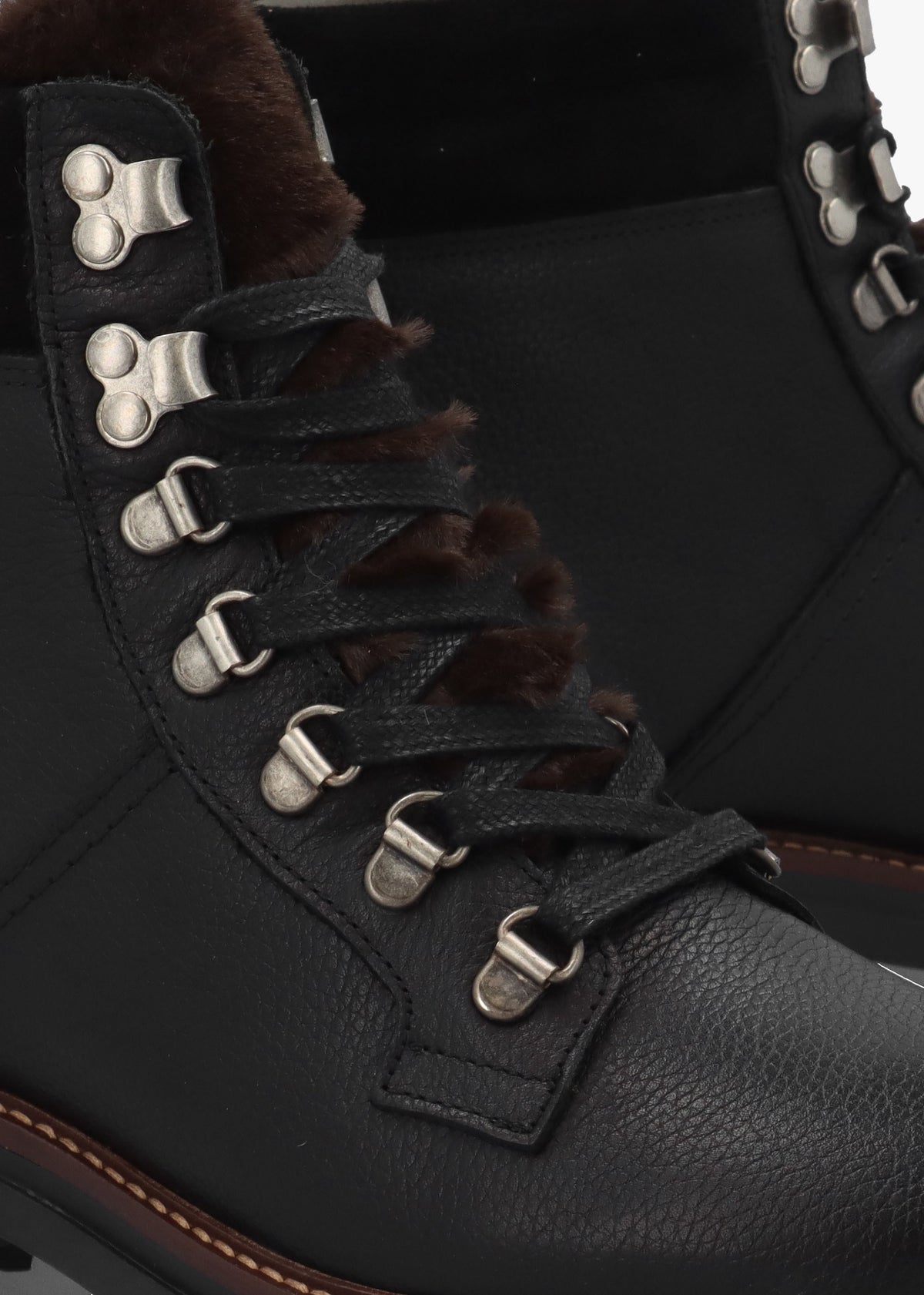 Bamburgh Black Leather Hiker Boots
