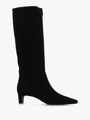 Sedda Black Suede Low Heel Knee Boots