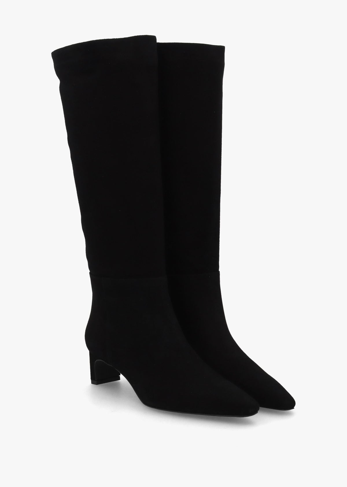 Sedda Black Suede Low Heel Knee Boots