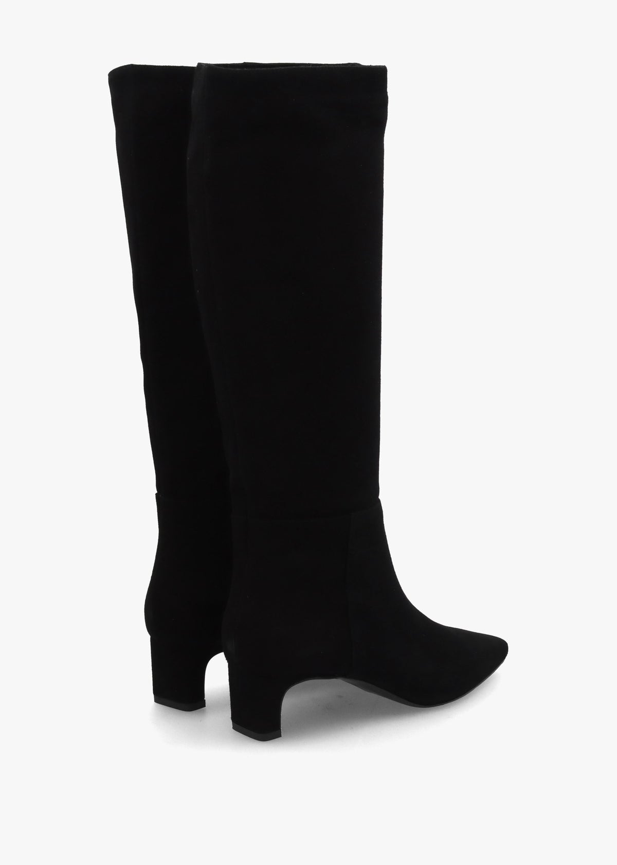 Sedda Black Suede Low Heel Knee Boots