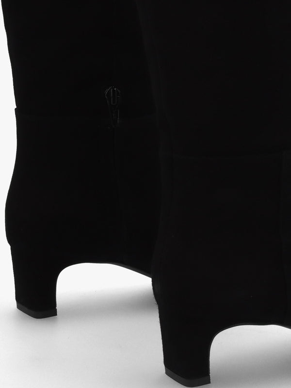 Sedda Black Suede Low Heel Knee Boots