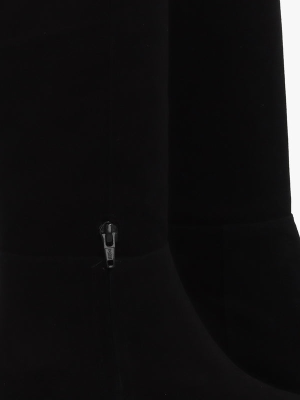 Sedda Black Suede Low Heel Knee Boots