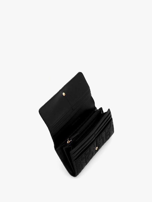Pansy Debossed Logo Nero Wallet