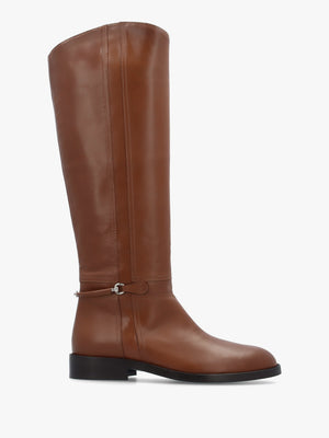 Neve Tan Leather Ankle Strap Riding Boots