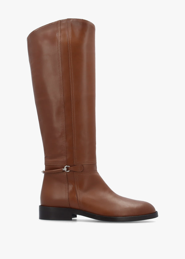 Neve Tan Leather Ankle Strap Riding Boots