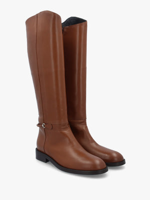 Neve Tan Leather Ankle Strap Riding Boots