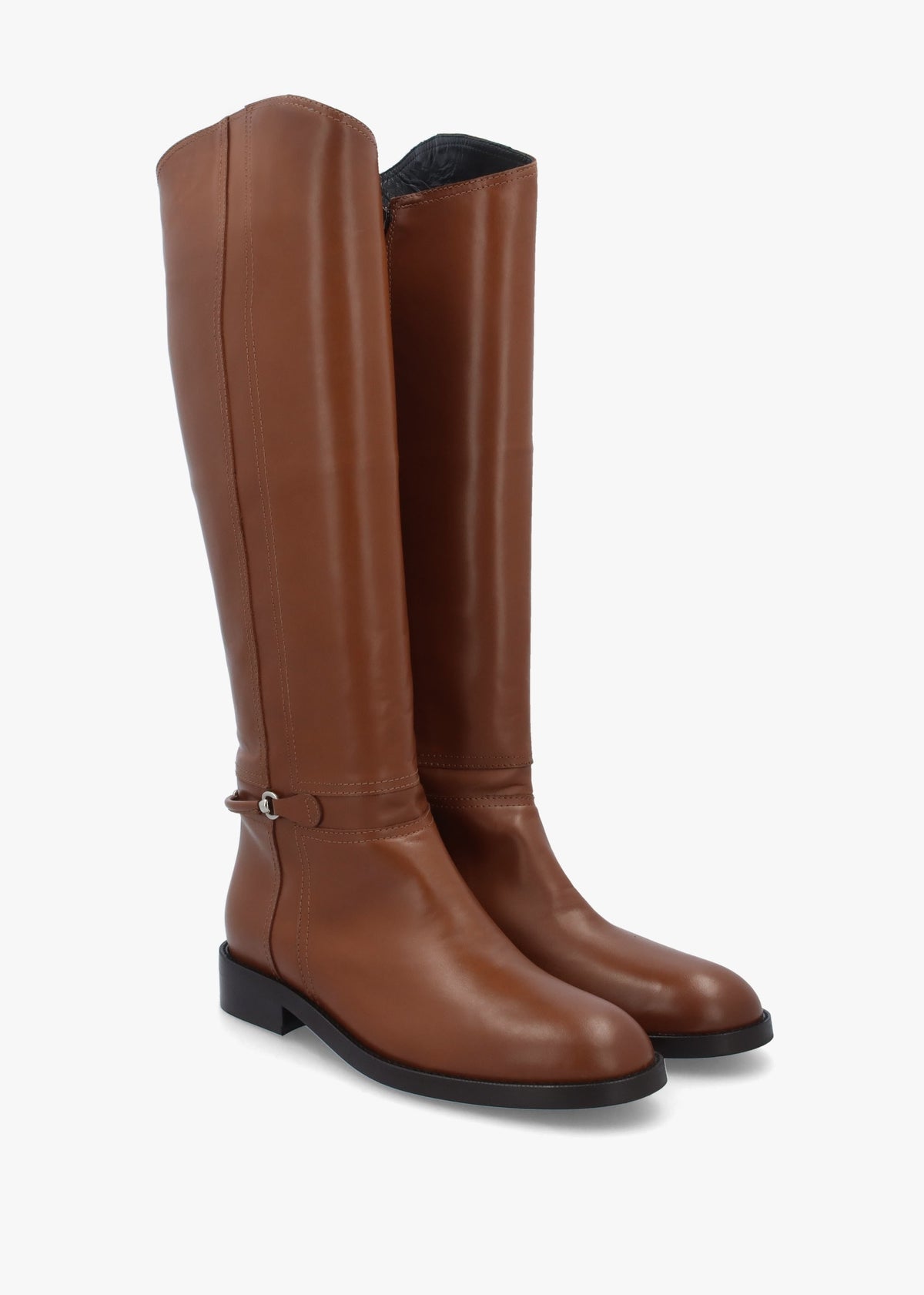 Neve Tan Leather Ankle Strap Riding Boots