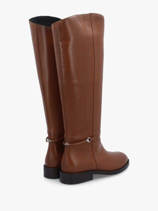 Neve Tan Leather Ankle Strap Riding Boots